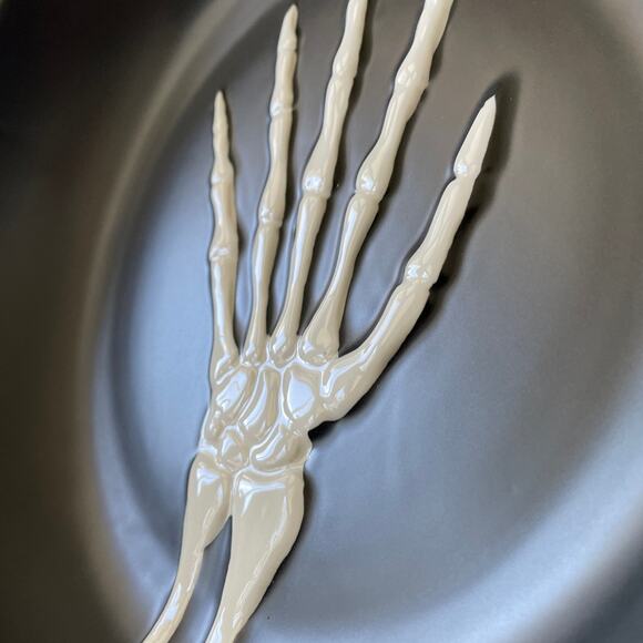 Black & White Halloween Skeleton Hand Serving Bowl Candy Dish 10.5in Spooky NEW - Picture 10 of 10